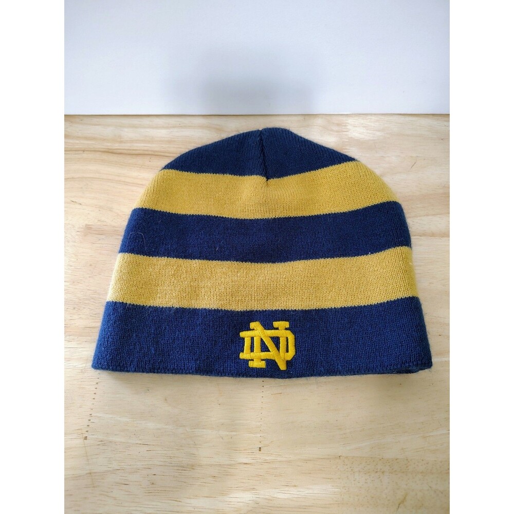 Notre Dame Beenie Hat Stocking Hat One Size Fits Most M And L Hat Co Blue Gold